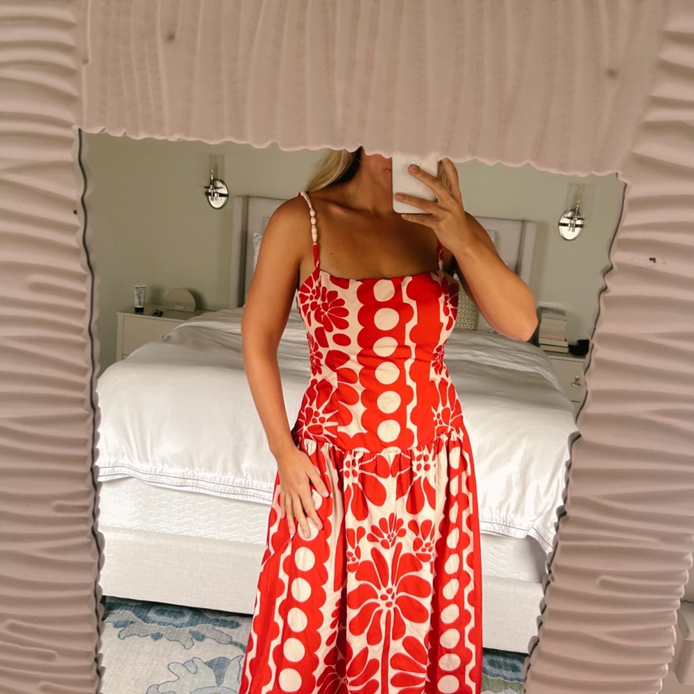 Ina Red and White Patterned Dress